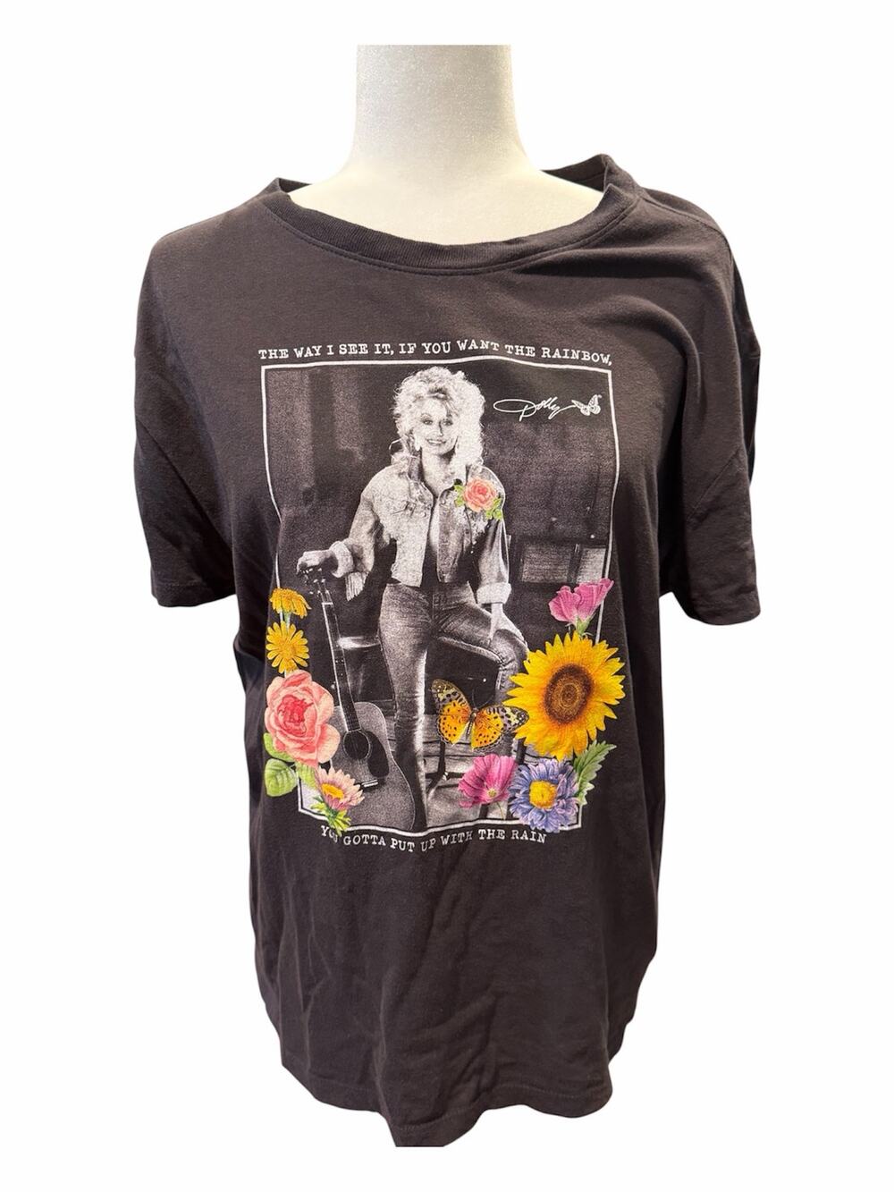 Dolly Parton Graphic T Shirt XL Black Sunflower Country Music Tee
